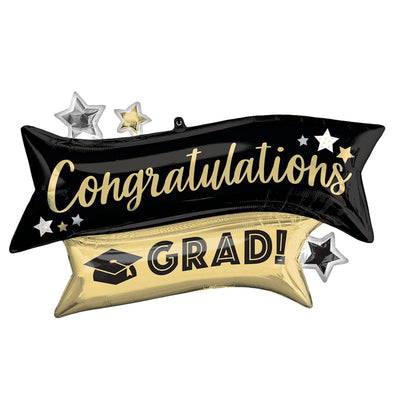 Graduation Supershape Foil Balloon "Congratulations Grad!", 38 in