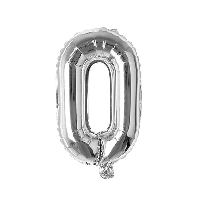 Silver Number 0 Foil Balloon, 16 Inches