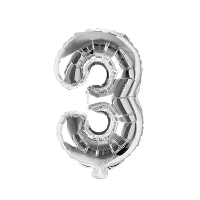 Silver Number 3 Foil Balloon, 16 Inches