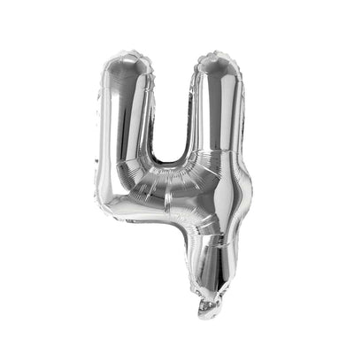 Silver Number 4 Foil Balloon, 16 Inches