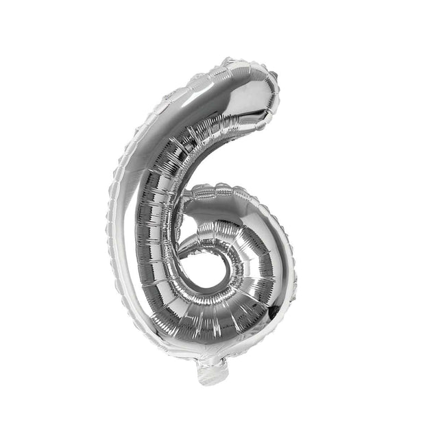 Silver Number 6 Foil Balloon, 16 Inches